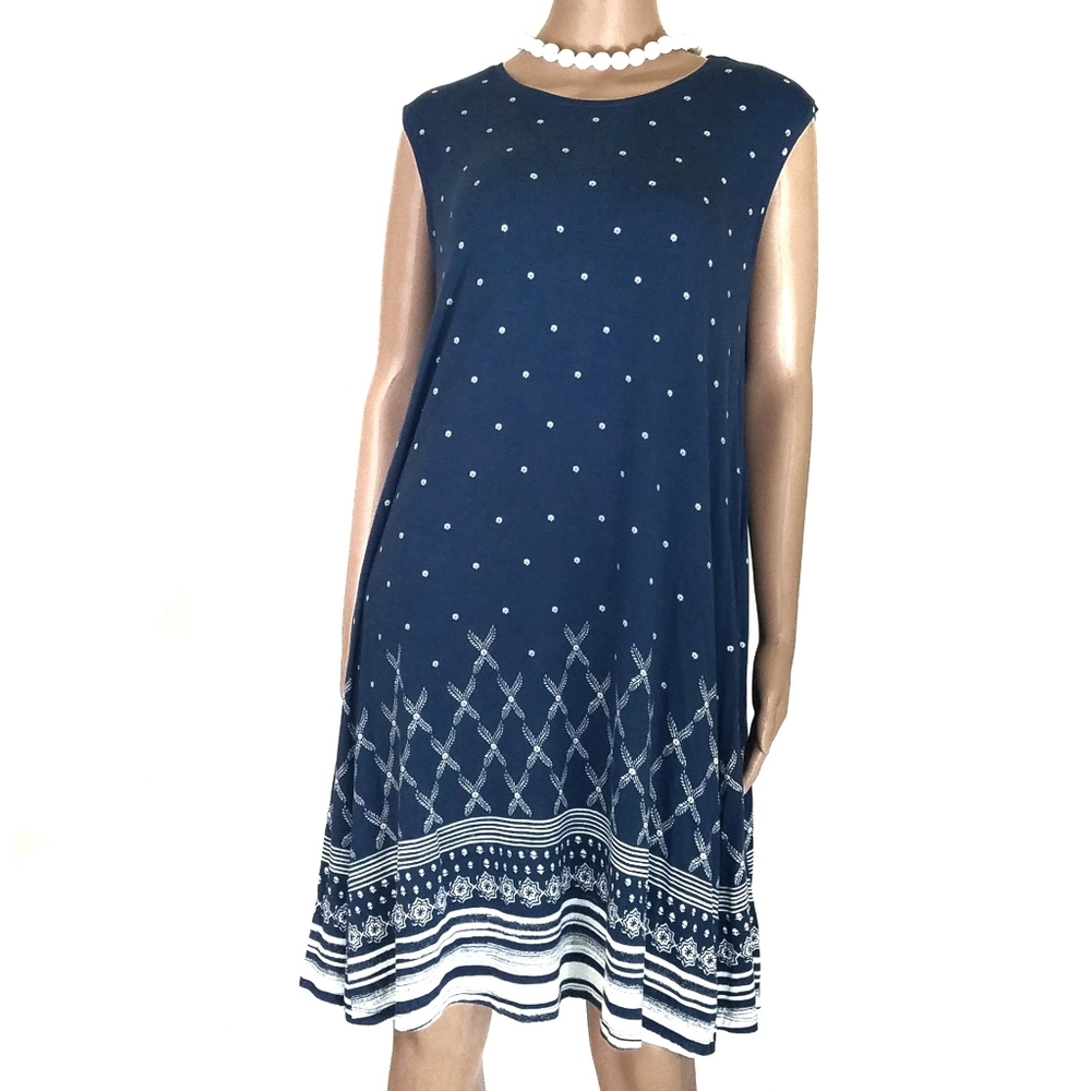 Style & Co Womens Plus Printed Sleeveless Dress